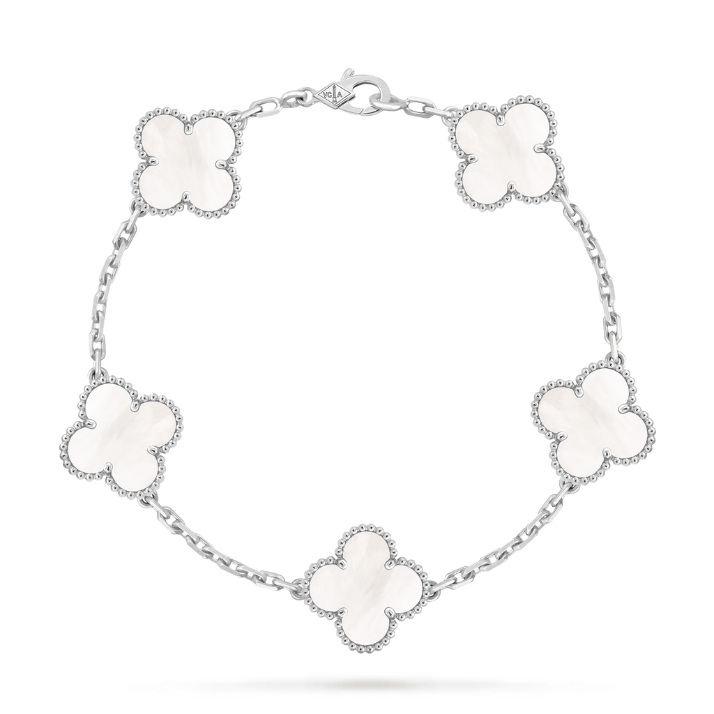Bracelet Trèfle 5 Motifs — Nacre Crème