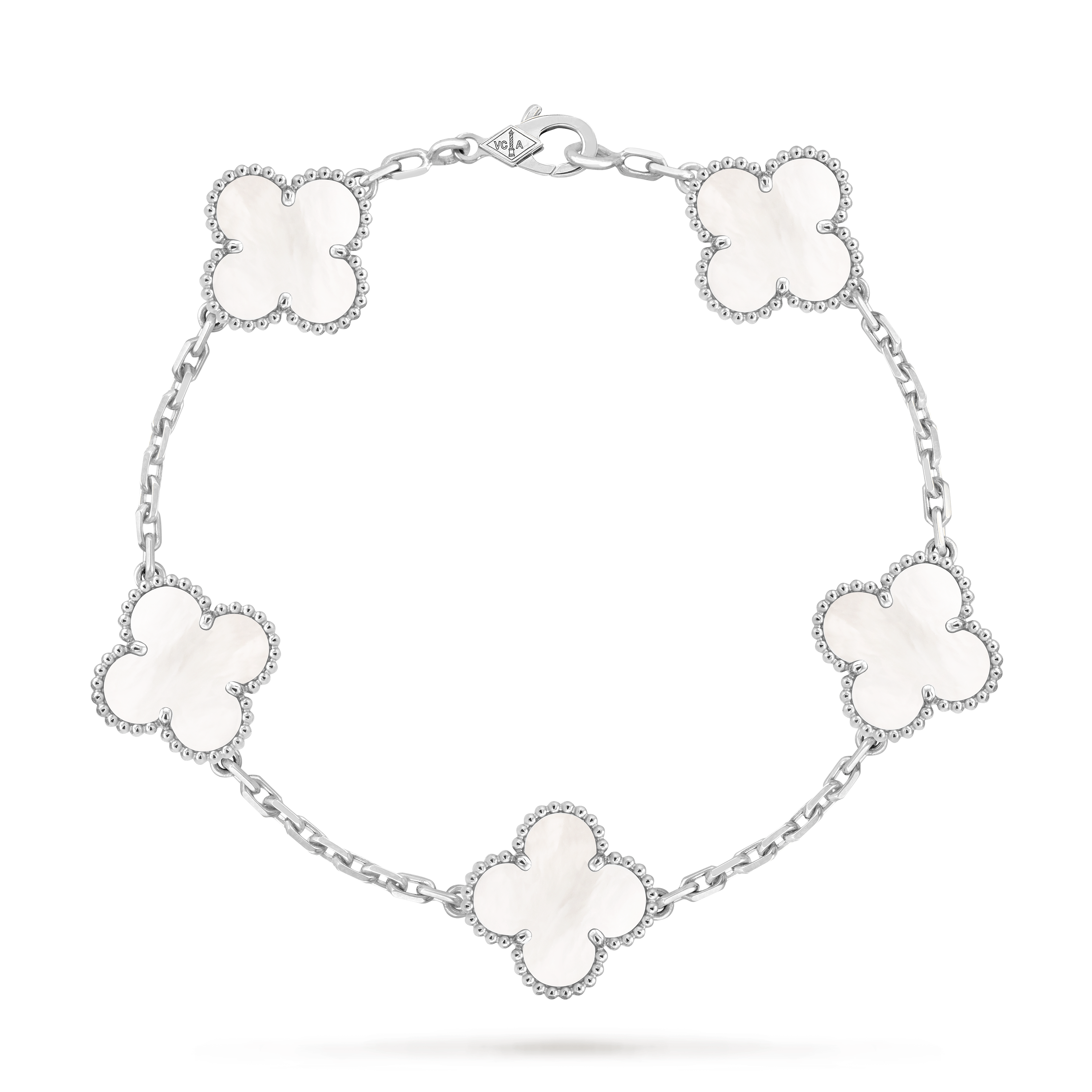 Bracelet Trèfle 5 Motifs — Nacre Crème