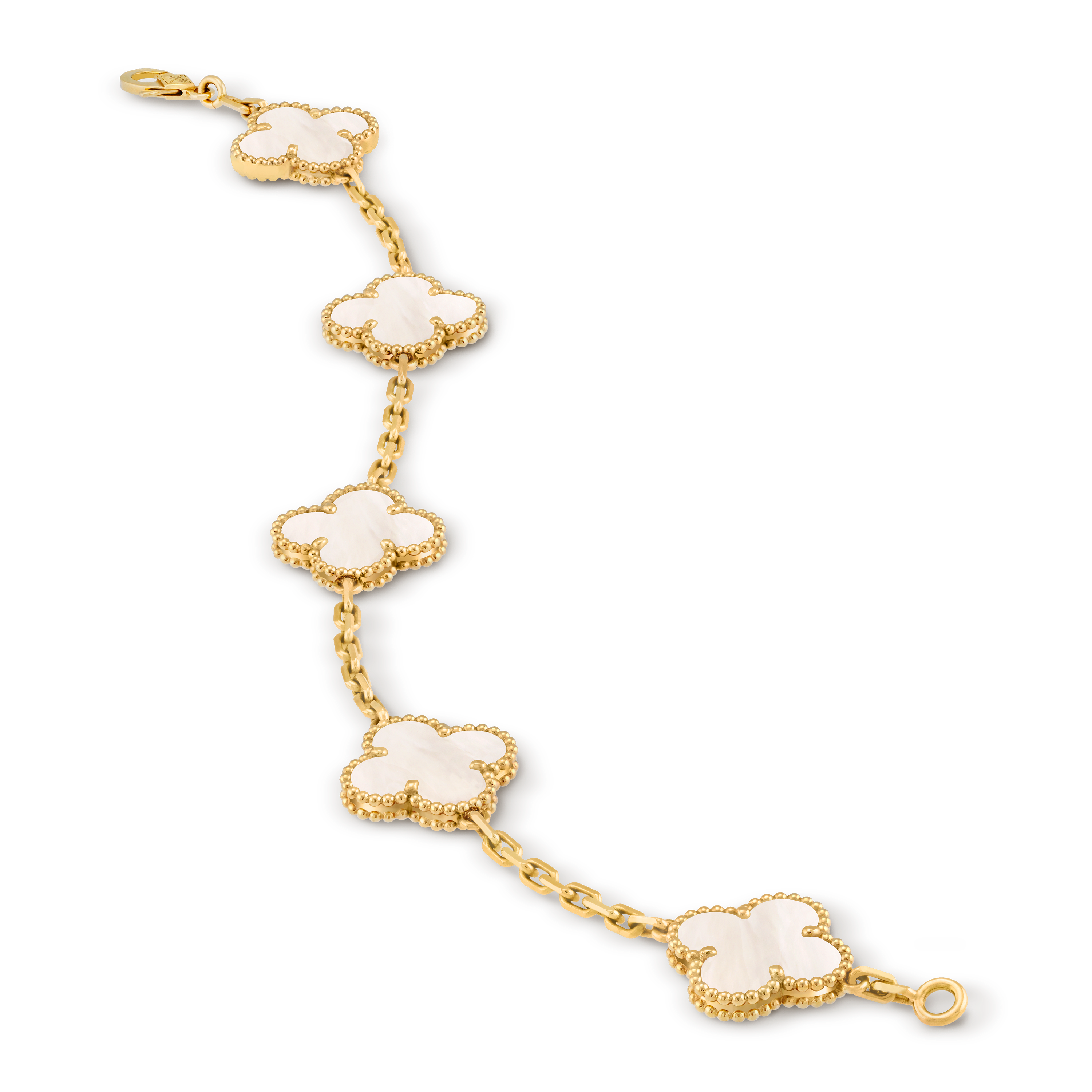 Bracelet Trèfle 5 Motifs — Nacre Blanche