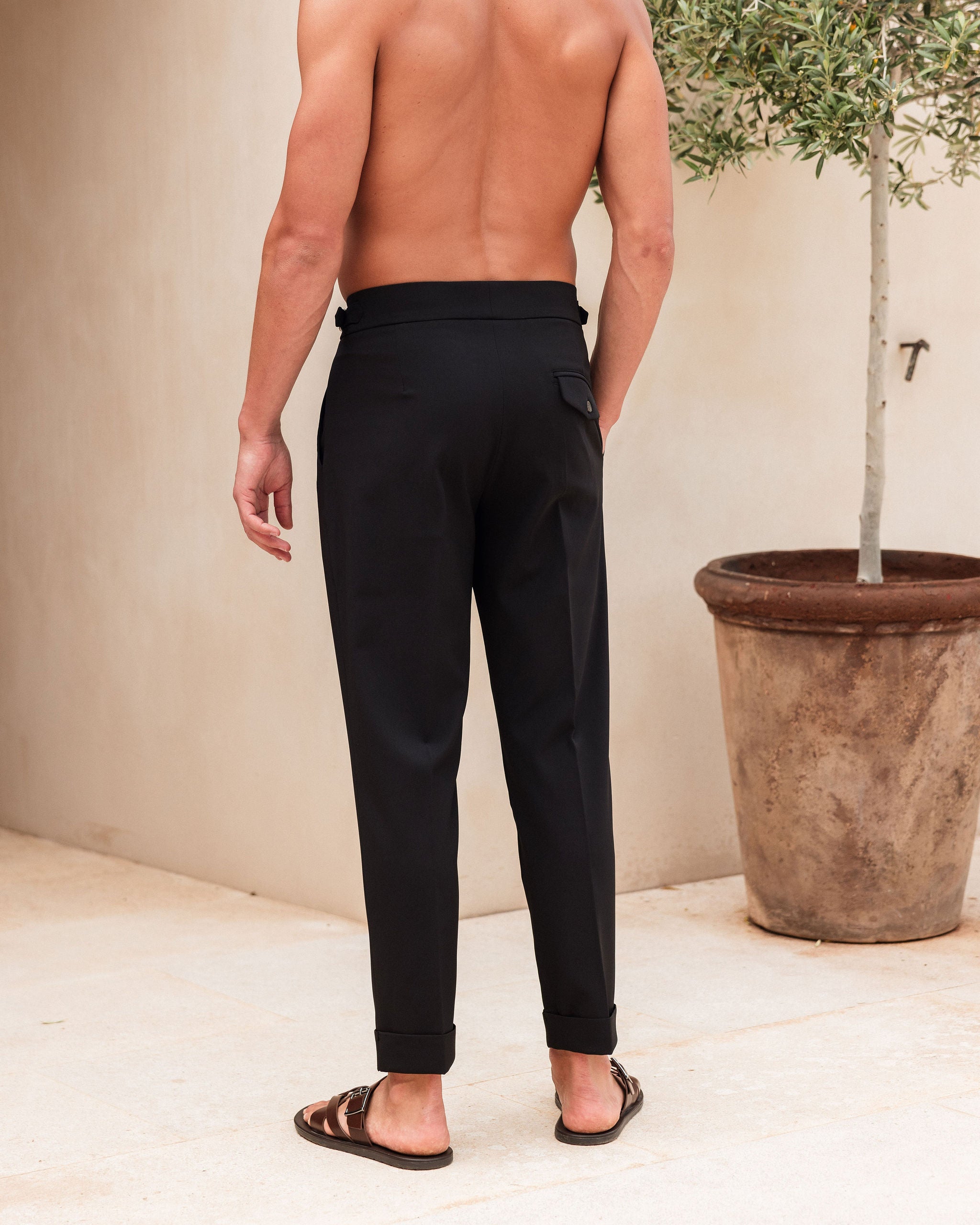 Pantalon Oxford Plissé — Noir