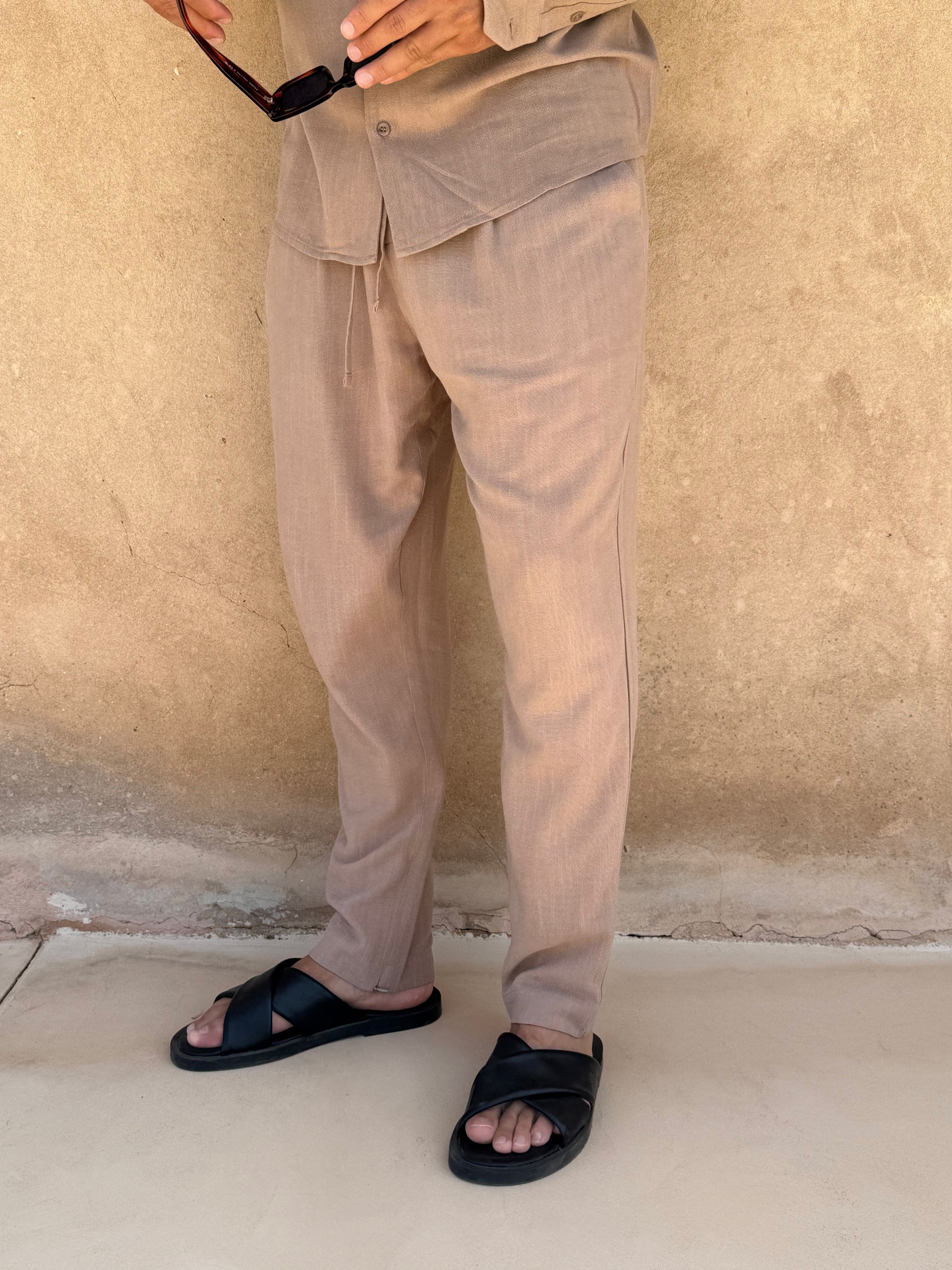 Pantalon Lin — Taupe