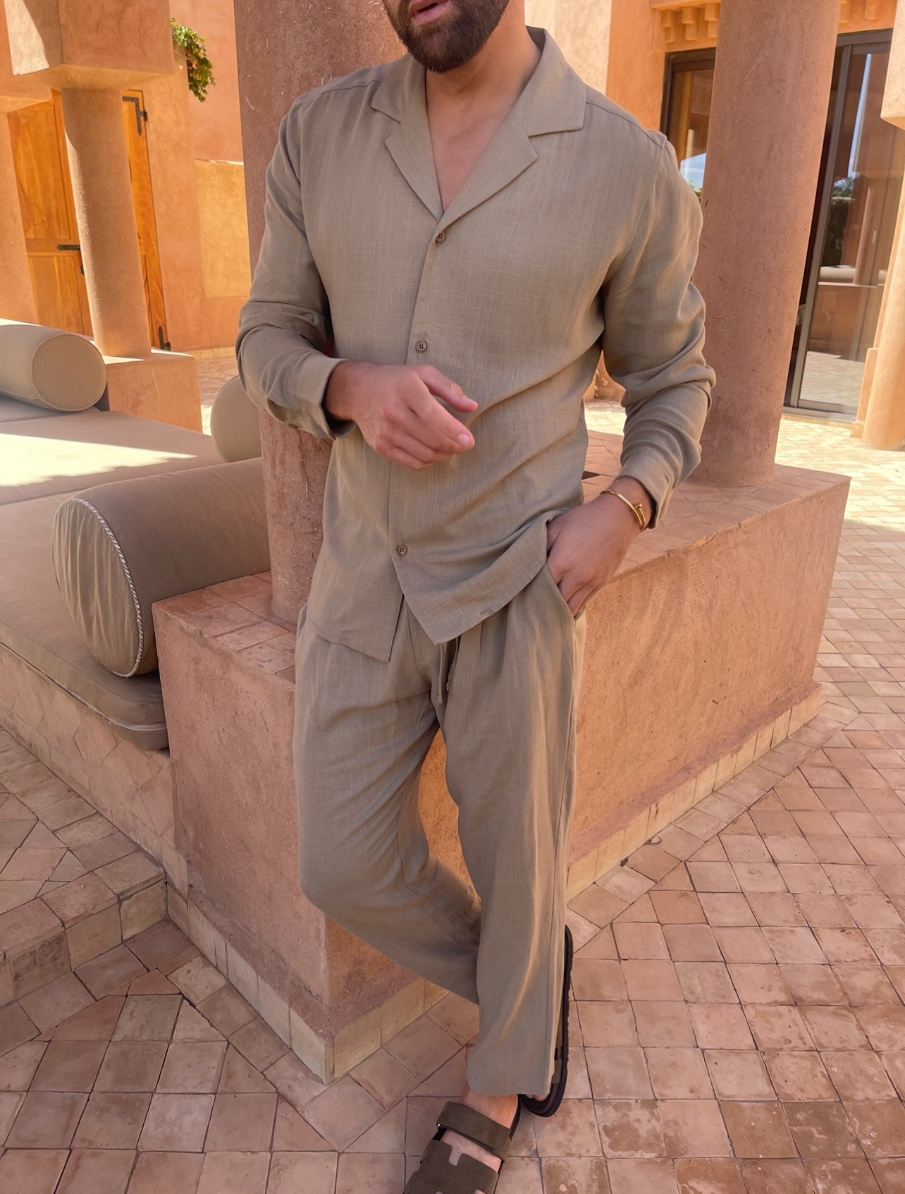 Pantalon Lin — Olive