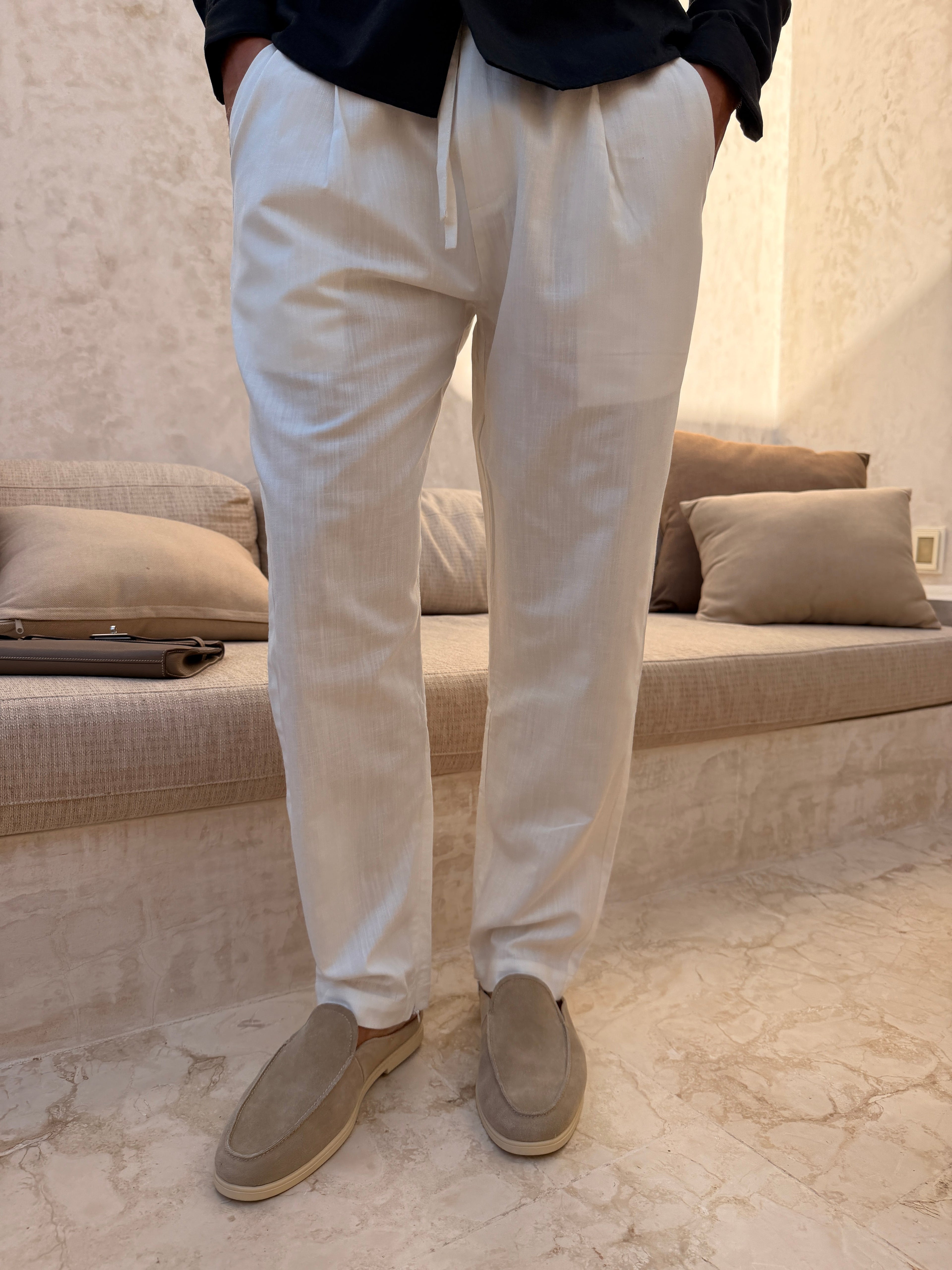 Pantalon RIVÉ Lin Classique — Blanc