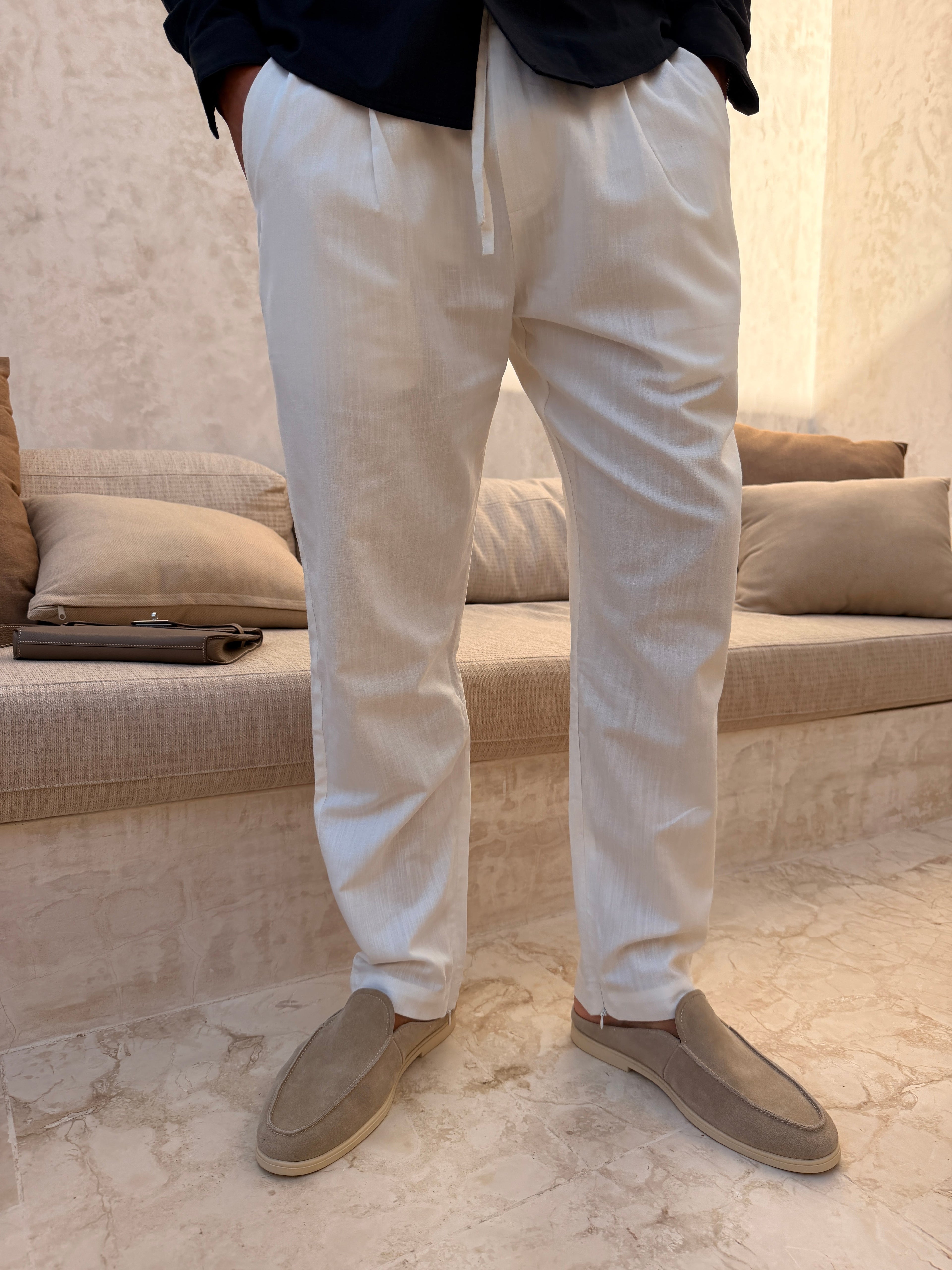 Pantalon RIVÉ Lin Classique — Blanc