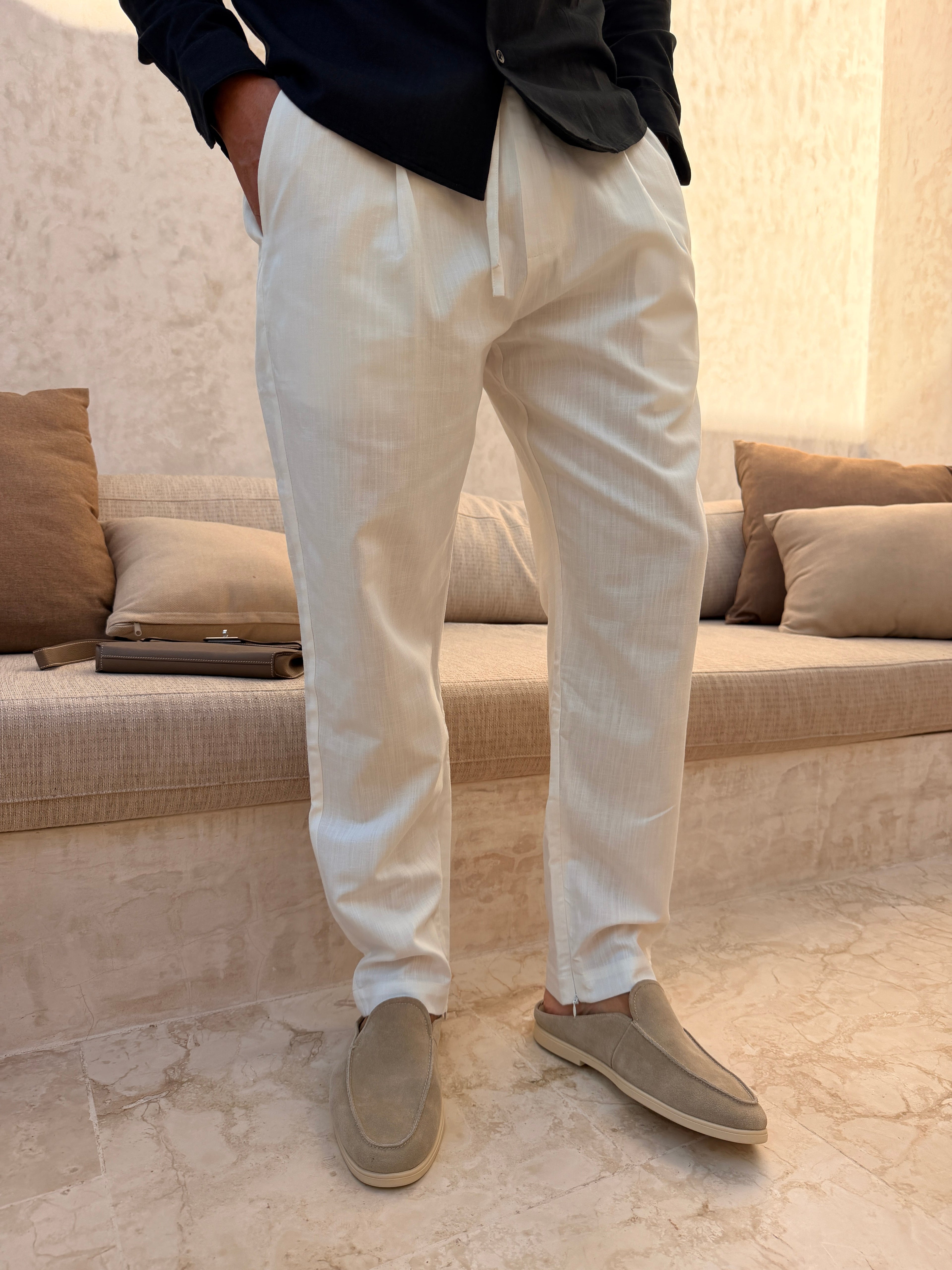 Pantalon RIVÉ Lin Classique — Blanc