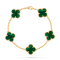 Bracelet Trèfle 5 Motifs — Malachite Verte