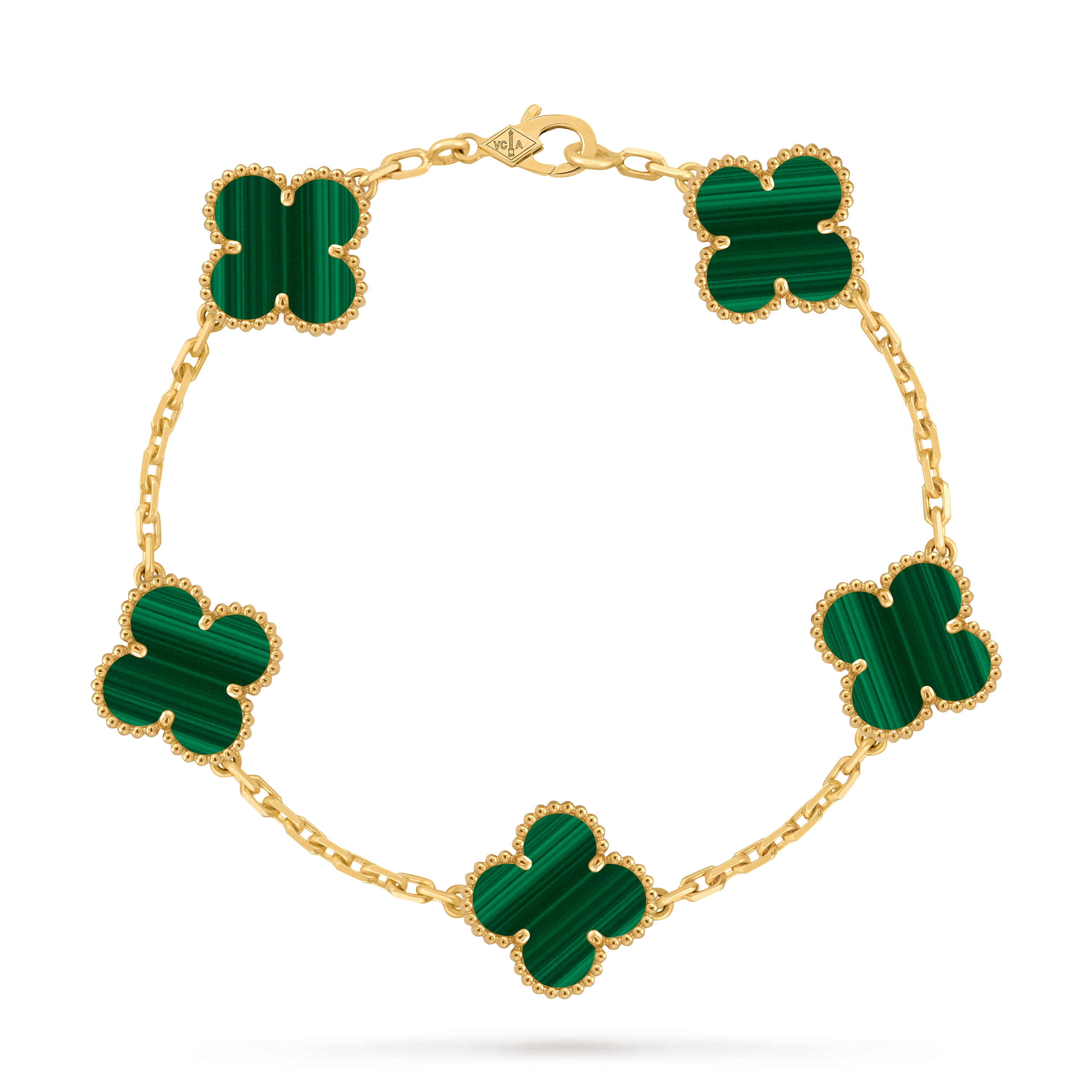 Bracelet Trèfle 5 Motifs — Malachite Verte