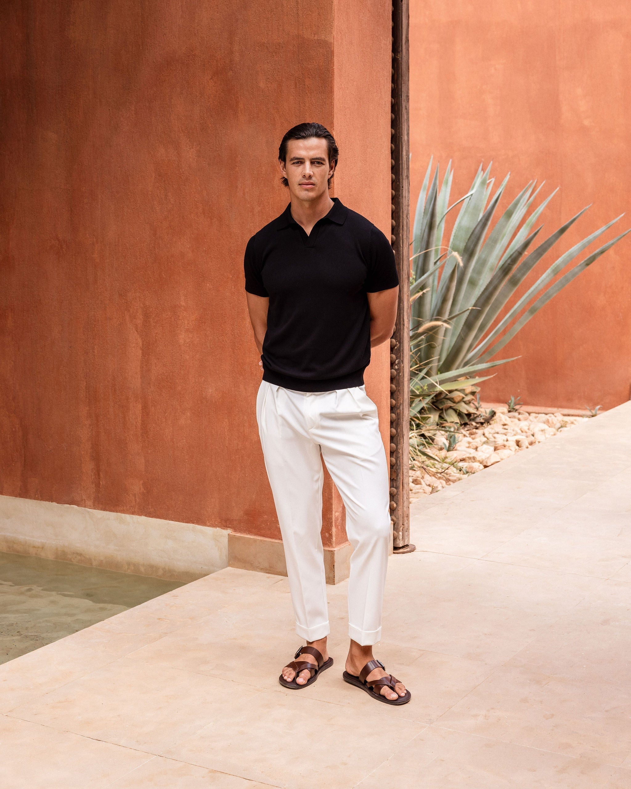 Pantalon Oxford Plissé — Blanc