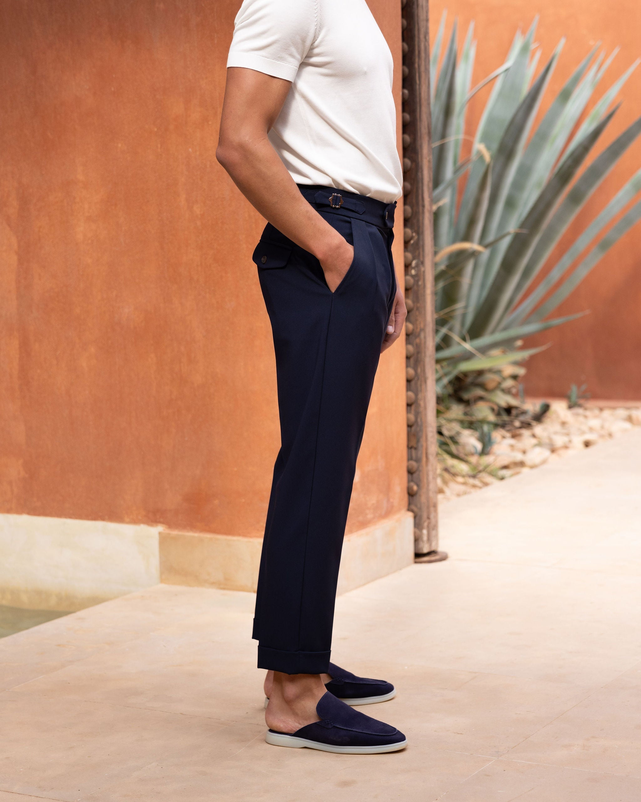 Pantalon Oxford Plissé — Bleu Marine