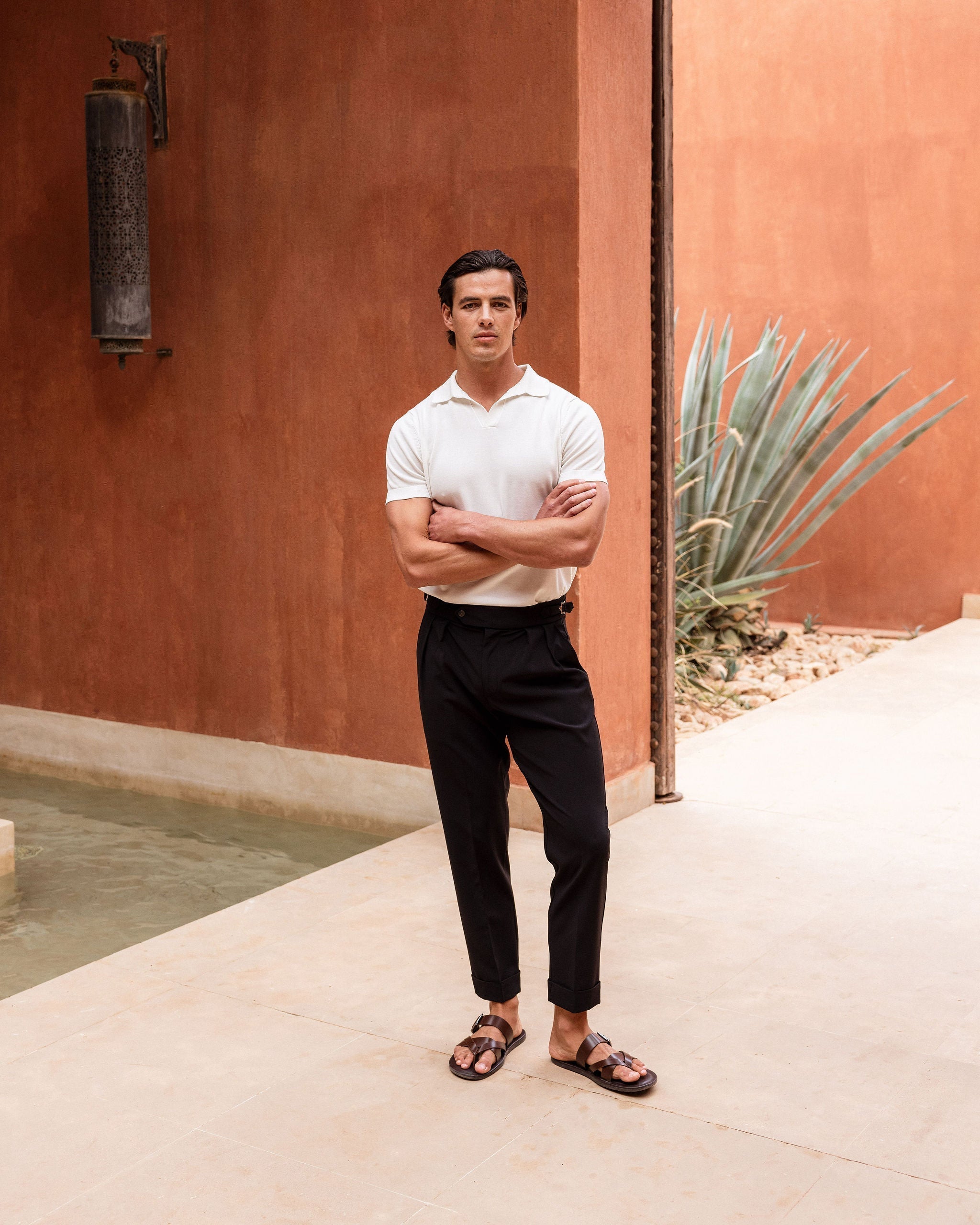 Pantalon Oxford Plissé — Noir