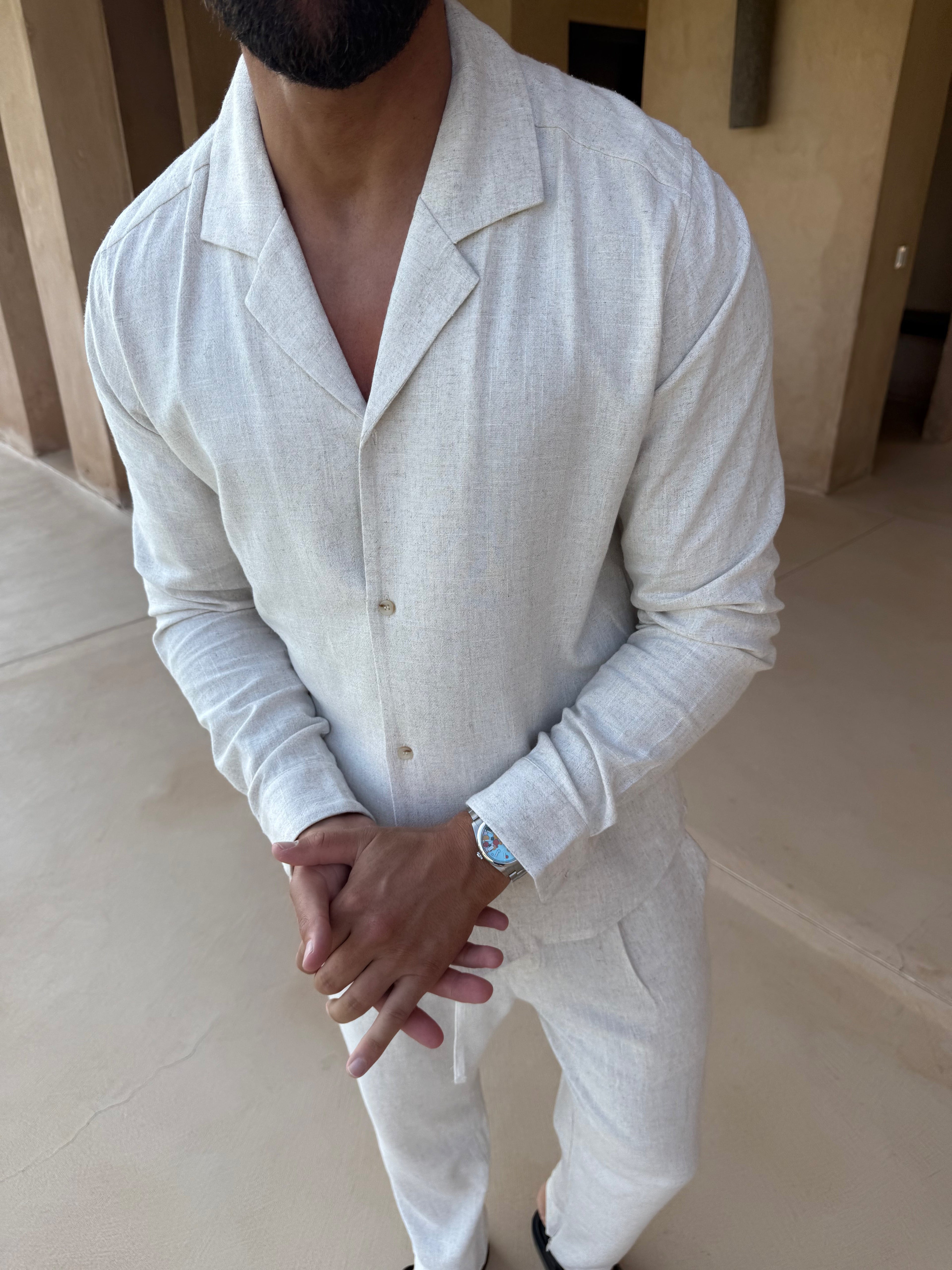 Chemise Lin Col Cubain — Avoine