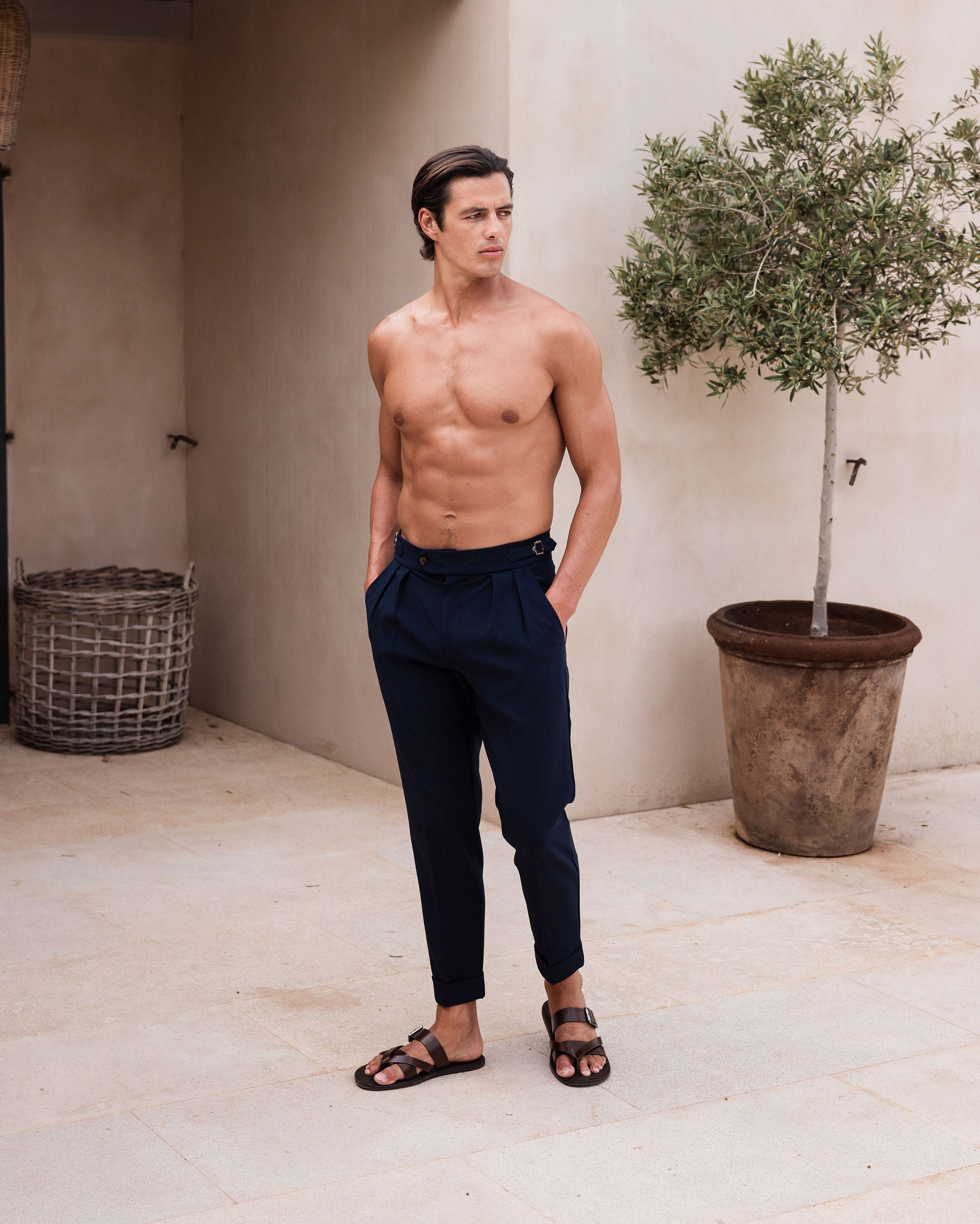 Pantalon Oxford Plissé — Bleu Marine