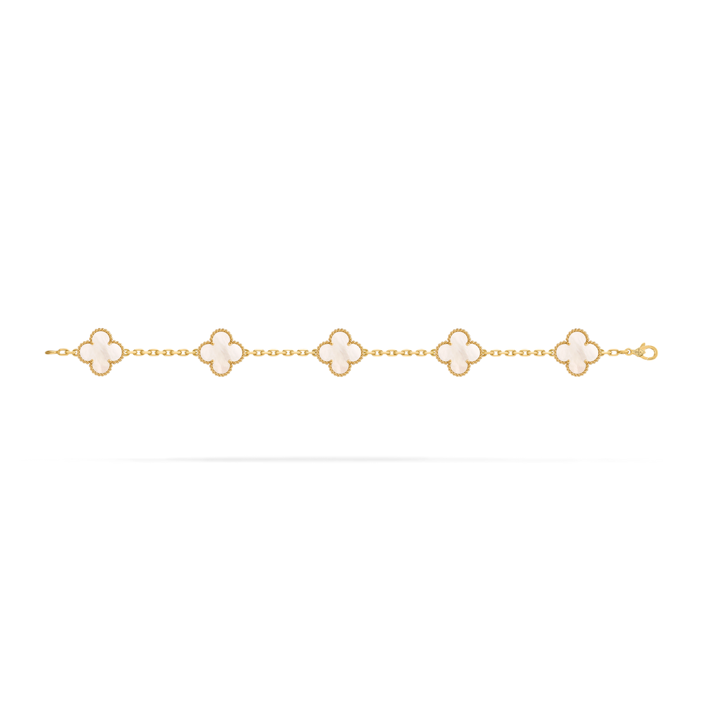 Bracelet Trèfle 5 Motifs — Nacre Blanche