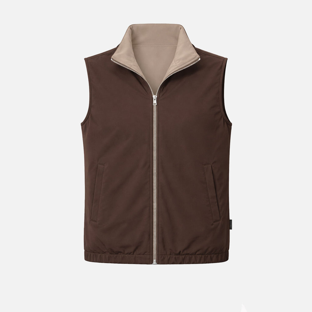 Gilet Réversible Voyage — Espresso / Taupe