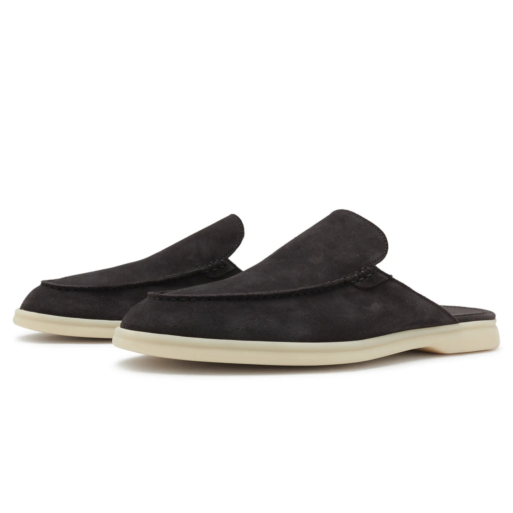 Mocassins Babouche Daim — Bleu Encre
