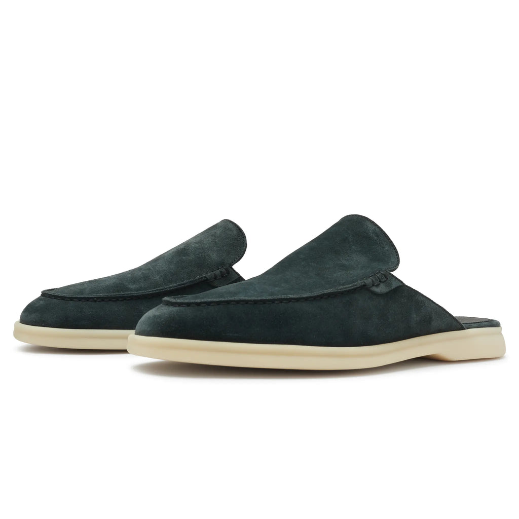 Mocassins Babouche Daim — Vert Foncé