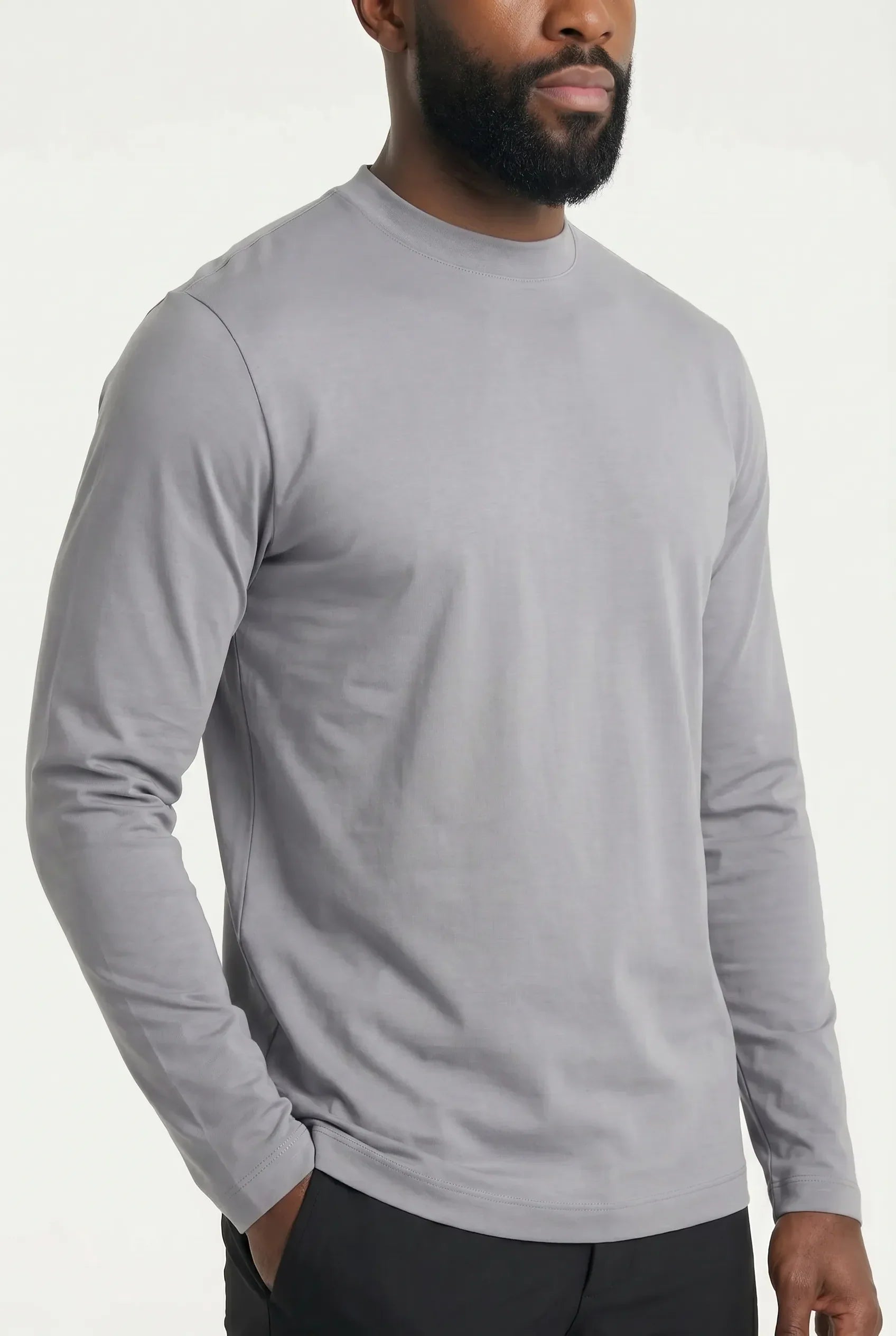 T-shirt Manches Longues Luxe — Gris Perle