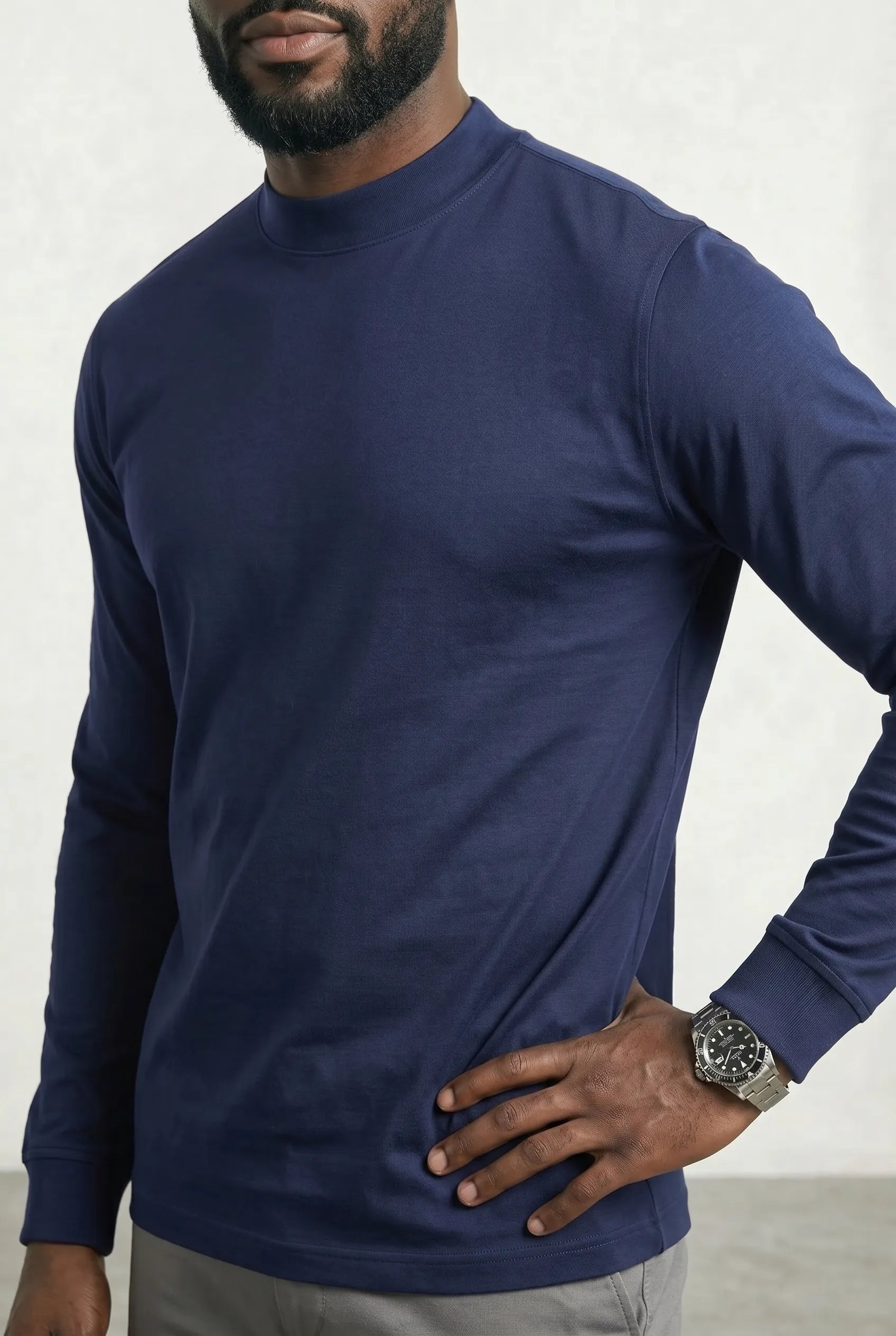 T-shirt Manches Longues Luxe — Bleu Marine