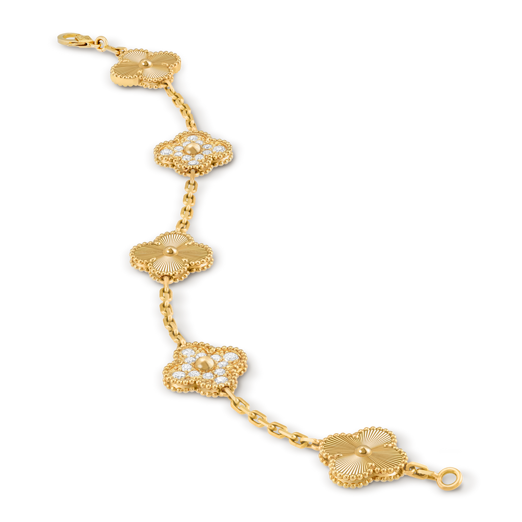 Bracelet Trèfle 5 Motifs — Doré