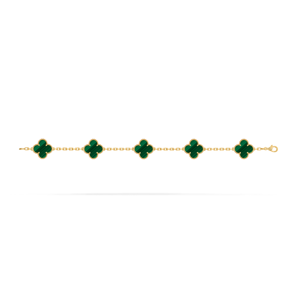 Bracelet Trèfle 5 Motifs — Malachite Verte