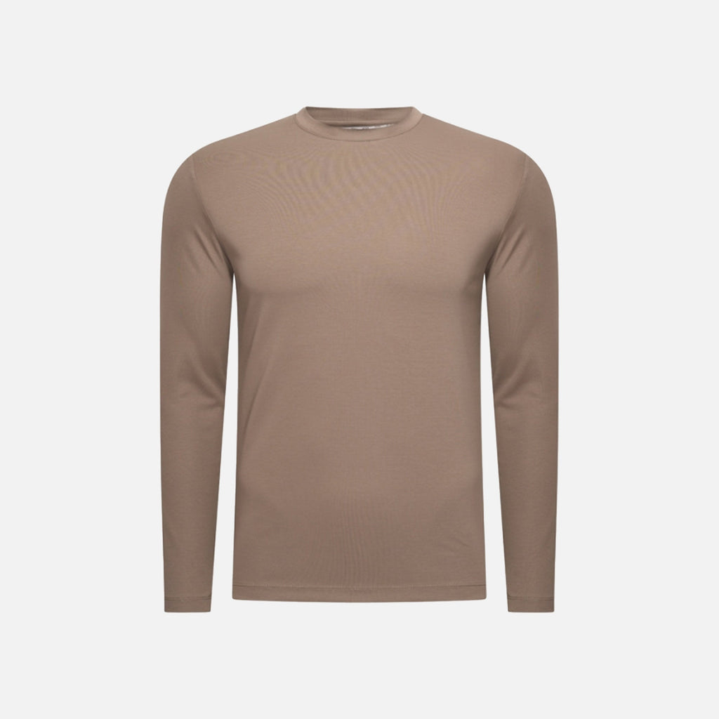 T-Shirt Manches Longues Satiné — Taupe